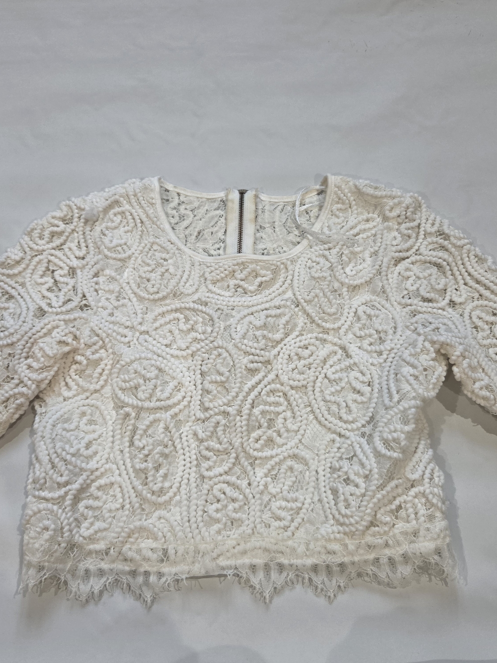 White Lace Crochet Lace Crop Top – Womens